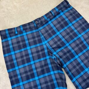 Nike Shorts Men's 42 Blue‎ Plaid Golf Performance Stretch Lightweight 12" Inseam